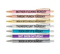 PASISIBICK Funny Seven Days of The Week Pens Describing Mentality, 7 Pieces Funny Pen Bad Fun Ballpoint Pen Describing Mentality(Pack of 7)