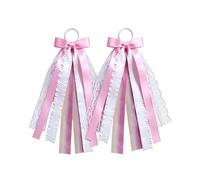 Pasisuu Cowboy Boot Charms for Women with Pink White Bow Faux Pearls Lace Trim 20cm Length Decorative Ribbon Accessories Designed for Cowgirl Boots Universal Fit Hardware