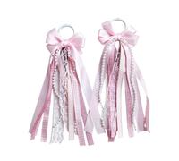 Pasisuu Cowboy Boot Charms for Women with Pink White Bow Faux Pearls Lace Trim 20cm Length Decorative Ribbon Accessories Designed for Cowgirl Boots Universal Fit Hardware