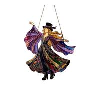 Pasisuu Dancing Lady Sun Catcher Acrylic Hanging Ornament Bohemian Gothic Window Spinner for Home Decor 4-8 Inch Weather-Resistant Gift for Women Mom Grandma Wife L A