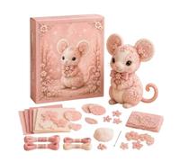 Pasisuu Felt Woodland Animals Patchwork Kit, DIY Sewing Projects for Beginners, 3D Cute Animal Craft Set with Pre-Cut Felt Pieces, Handmade Gift for Home Decor, 18x4x20cm Pink K