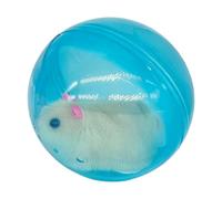 Pasisuu Interactive Cat Ball Toy, Automatic Rolling Moving Pet Exercise Sphere with Plush Hamster Rabbit Inside, 12.5cm Clear, Designed for Indoor Cats and Puppies Yellow