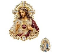 Pasisuu Sacred Heart of Jesus Brooch, Confirmation Souvenir Christian Faith Accessory with Enamel Pin, Catholic Lapel Pin Inspirational Gift for Home Altar Daily Wear