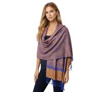PASKMLNA Paisley Jacquard Pashmina Shawl Wrap Scarf Stole, Blue Gold, Large