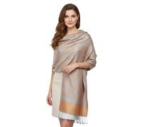 PASKMLNA Paisley Jacquard Pashmina Shawl Wrap Scarf Stole, Gold Blue, Large