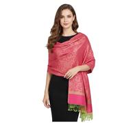 PASKMLNA Paisley Jacquard Pashmina Shawl Wrap Scarf Stole, Hotpink Green, Large
