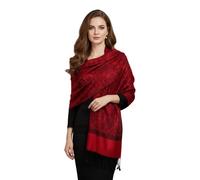PASKMLNA Paisley Jacquard Pashmina Shawl Wrap Scarf Stole, Red Black, Large