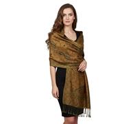 PASKMLNA Reversible Paisley Pashmina Shawl Wrap Elegant Colors, Mustard Floral Paisley, Large