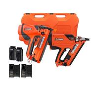 Paslode Im350+ & Im65A 2 Piece Kit Inc 2X 2.1Ah Batteries, 2X Chargers, 2X Carry Cases - Angled