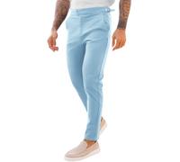 PASLTER Mens Chinos Pants Slim Fit Stretch Flat-Front Skinny Dress Suit Pants Cotton Slacks, Sky Blue, 38