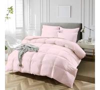 PASMINA 224 x 224cm Emperor Size Duvet 10.5 Tog All Year-Round 100% Egyptian Cotton Emperor Size Quilt Ideal for Summer & Winter with Goose Down Filling, Soft Comforter with Corner Ties (Blush)