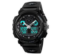 PASNEW Boys Watches Dual Display Watch Boys Watch Big Dial Sports Watch Black Outdoor Watch for Boys Teens Waterproof Watches, 1270-grey, Sporty waterproof multifunctional watches