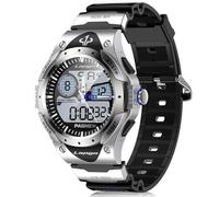 PASNEW Watch - Sport Boy Watches for Waterproof with Alarm Stopwatch Military Dual Time Big Dial Wrist Watch for Men,for Ages 13 and Over,Silver, Silver New, Men, Digital