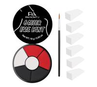 PASNOWFU Black White Red Face Body Paint, Professional 6 Colours Body Paint SFX Makeup Palette, Cream Water Based Face Paint for SFX Halloween Cosplay Joker Zombie Vampire Skeleton Clown Vampire