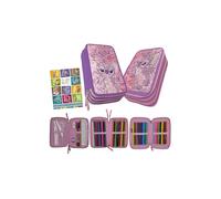 PASO - Pencil Case 3 Compartments - Pencil Case for Girls and Boys - Pencil Case 3 Compartments Pencil Case Filled Pencil Case School Pencil Case and Homework Book, Stitch 4, 3-fähig, Classic