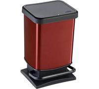 Paso Trash Can 20L With Lid And Pedal, Rotho Plastic Waste Bin, Red Metallic