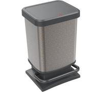 Paso Trash Can 20L With Lid And Pedal, Rotho Plastic Waste Bin, Silver Hexagon