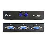 PASOW 2 in 1 Out 2 Port VGA Switch - Press Button Two Way Video Switch for PC TV Monitor - Black