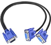 PASOW VGA Splitter Cable 1080P Dual VGA Monitor Y Cable 1 Male to 2 Female Adapter Cable Only for Screen Duplication - 1.5 Feet (No Screen Extension) - Only Work for Identical Monitor