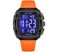 PASOY Luxury Men’s Digital Watch Tonneau Shape Dual Time 5ATM Waterproof Countdown Alarm LED Backlight Military Tactical Style Outdoor Sports Watches Wristwatch Gift-Ready Design Black and Gold