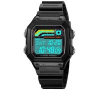 PASOY Men's Digital Multi-Function Watches Dual Time Alarm Stopwatch Countdown Backlight Waterproof Watch, Black/Rubber Strap B, fashion