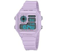 PASOY Men's Digital Multi-Function Watches Dual Time Alarm Stopwatch Countdown Backlight Waterproof Watch, Light Purple, Sports