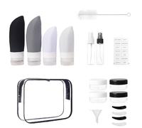 paspring 18 Pcs Travel Bottles for Toiletries, Silicone Travel Bottles, TSA Approved, Silver