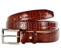 PASQUALE CUTARELLI Men's Crocodile Pattern Italian Leather Belt, 3.5cm Wide, Burgundy X-Large, 42-Inch