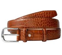 PASQUALE CUTARELLI Men's Crocodile Pattern Italian Leather Belt, 3.5cm Wide, Dark Chestnut Small, 34-Inch