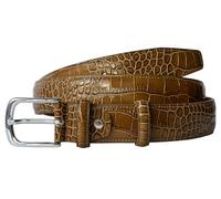 PASQUALE CUTARELLI Men's Crocodile Pattern Italian Leather Belt, 3.5cm Wide, Taupe Small, 34-Inch