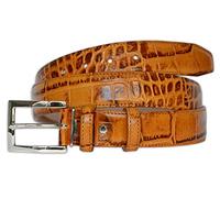 PASQUALE CUTARELLI Mens Crocodile Pattern Italian Leather Belt Tawny Brown XX-Large 44 Inches