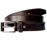 PASQUALE CUTARELLI Mens Plain Italian Bullhide Leather Belt with Double Stitch Brown Testa di Moro Small 32 Inches