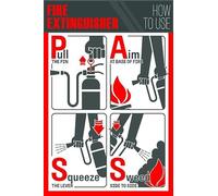 PASS, how to use fire extinguisher - 1mm flexible Plastic sign (300mm x 200mm)