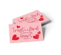 Pass It On Scripture Cards, Hearts, Trust In The Lord, Proverbs 3:5, Pack of 25 - Inspirational Bible Verse Wallet Cards, Bible Study - Memorization, Small Christian Greetings for Encouragement
