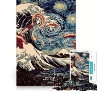 Pass Joint Starry Night 1000 Piece Jigsaw Puzzles for Adults Jigsaw Fine Logic Toy Quiet Fun Neat Edge Memorable Gift (38x52cm)