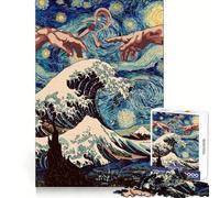 Pass Joint Starry Night Jigsaw Puzzle for Teenagers 1000 Pieces Memory Gain Calm Relax Design Assembly Classic Gift (38x52cm)