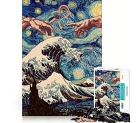 Pass Joint Starry Night Jigsaw Puzzle for Teenagers 1000 Pieces Memory Gain Calm Relax Design Assembly Classic Gift (38x52cm)