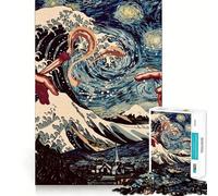 Pass Joint Starry Night Jigsaw Puzzles for Teenagers 1000 Piece Mental Toy Leisure Fun Premium Cut Thoughtful Gift (38x26cm)