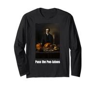 Pass The Poe-tatoes Pun Edgar Allan Poe Thanksgiving Design Long Sleeve T-Shirt