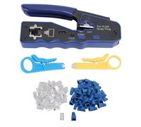 Pass Through Ethernet Crimper RJ45 CAT6 Professional Multifunctional Crimping Tool with Cutter Stripper for Network Cable Installation Telephone Wiring Made of Alloy Steel