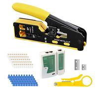 Pass Through RJ45 Crimp Tool: Ethernet Crimping Tool with 50pcs CAT6 Pass-Through Connectors and Network Cable Tester Cat5 Cat5e Cat6 Crimping Tool Kit