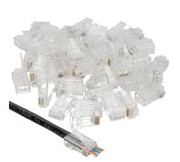 Pass Through RJ45 Plugs Crimps Cat5e/Cat6 Ethernet Network Cables [50 Pack]