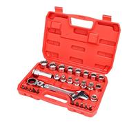 Pass Through Socket Set Featuring 12 Point Design Bidirectional Ratchet 8mm to 24mm Power Tools Pass Through Socket Set