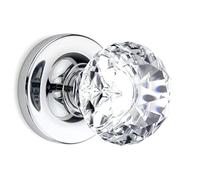 Passage Diamond Round Brilliant Crystal Door Knobs Polished Chrome Round Rosette