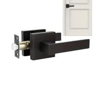 Passage Door Handle - Matte Black Lever Knob, Reversible Flat Design, Modern Interior Hardware Construction | Perfect for Bedroom, Bathroom, Living Space, Residence Use, Easy Installation Smooth Open