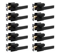 Passage Door Handle Non-Locking Door Lever Set, Interior Hallway and Closet Lock with Square Rosette, Modern Design for Right & Left Handed Doors， Privacy-10Pack