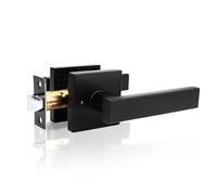 Passage Door Handle Non-Locking Door Lever Set, Interior Hallway and Closet Lock with Square Rosette, Modern Design for Right & Left Handed Doors， Privacy-1Pack
