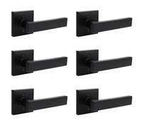 Passage Door Handle Non-Locking Door Lever Set, Interior Hallway and Closet Lock with Square Rosette, Modern Design for Right & Left Handed Doors， Dummy-6Pack