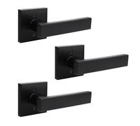 Passage Door Handle Non-Locking Door Lever Set, Interior Hallway and Closet Lock with Square Rosette, Modern Design for Right & Left Handed Doors， Dummy-3Pack