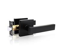 Passage Door Handle Non-Locking Door Lever Set, Interior Hallway and Closet Lock with Square Rosette, Modern Design for Right & Left Handed Doors， Passage-1Pack